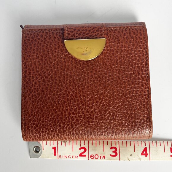 Bally Wallet French Purse Small Bifold Tan Grained Leather Vintage Y2K - Picture 4 of 11
